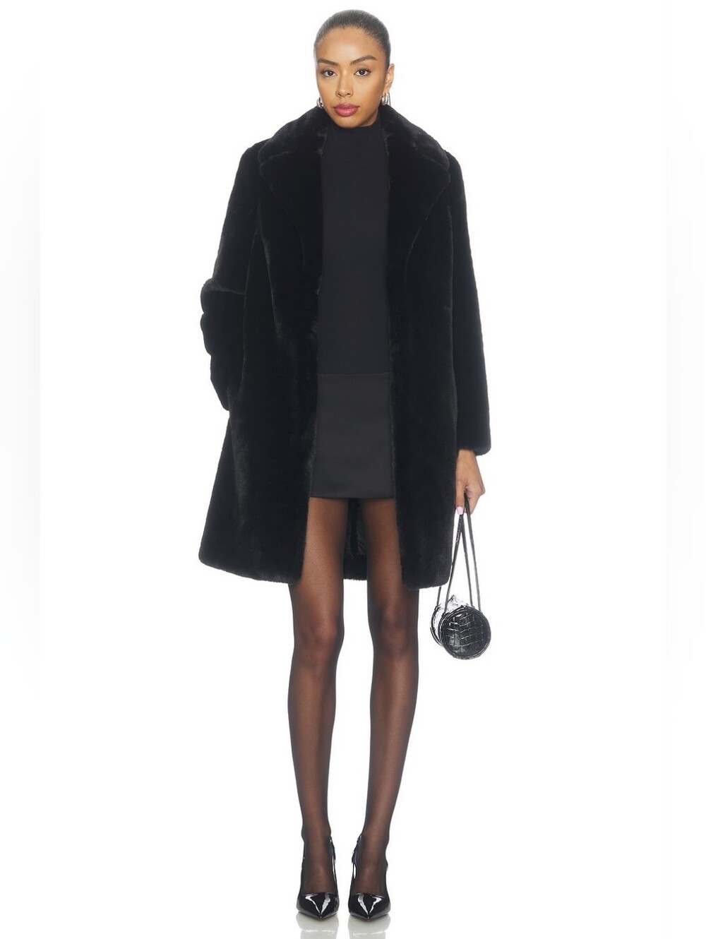 Like New Romy Faux Fur Coat in Black Lovers and Friends